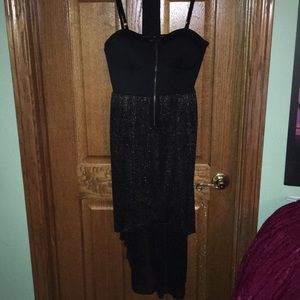 High-low black and gold dress